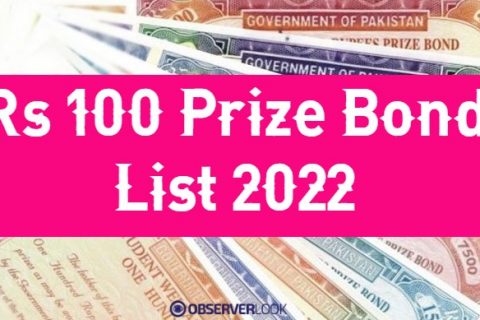 Rs 100 Prize Bond List 2022