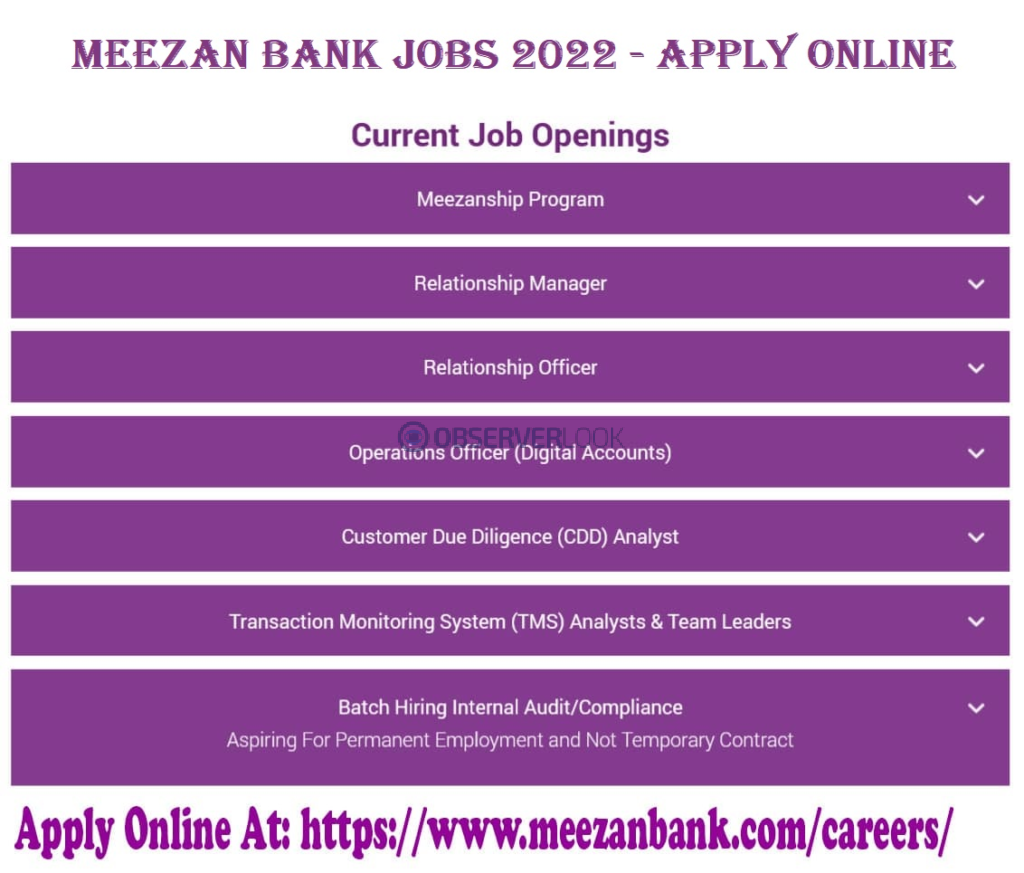 Meezan Bank Jobs 2022 New Openings Online Apply
