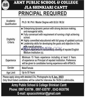 Army Public School APS And College Announced Latest Jobs 2023
