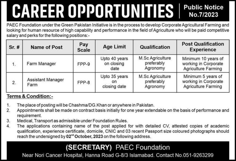 Pakistan Atomic Energy Jobs 2023 at PAEC Foundation