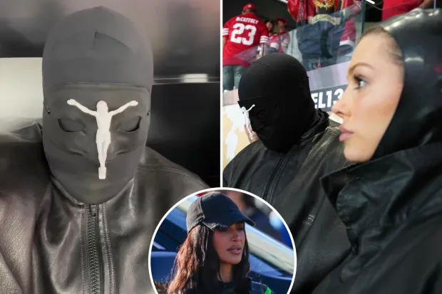 Kanye West wears full-face mask at soccer game with Bianca Censori